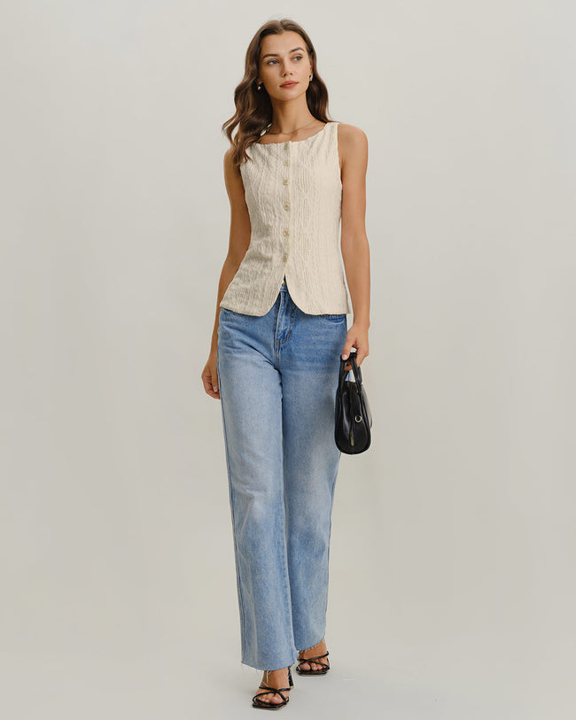 Women's Knitted Polyester Tank Tops Tops - RIHOAS