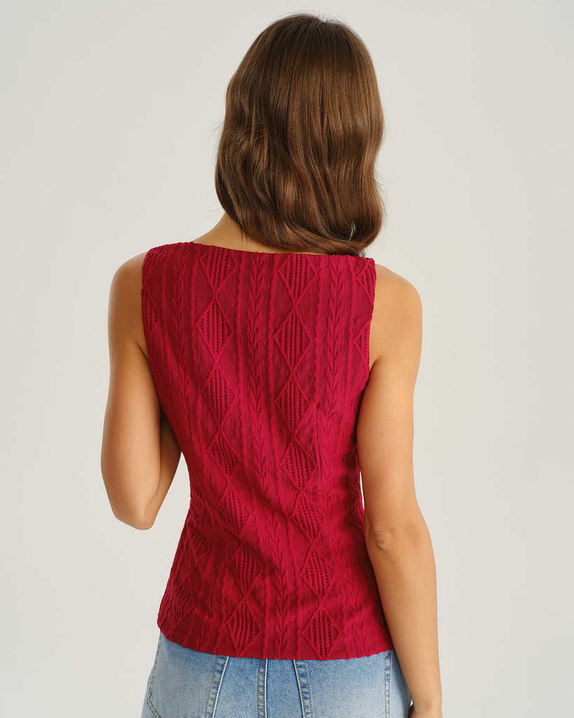 Women's Knitted Polyester Tank Tops Tops - RIHOAS