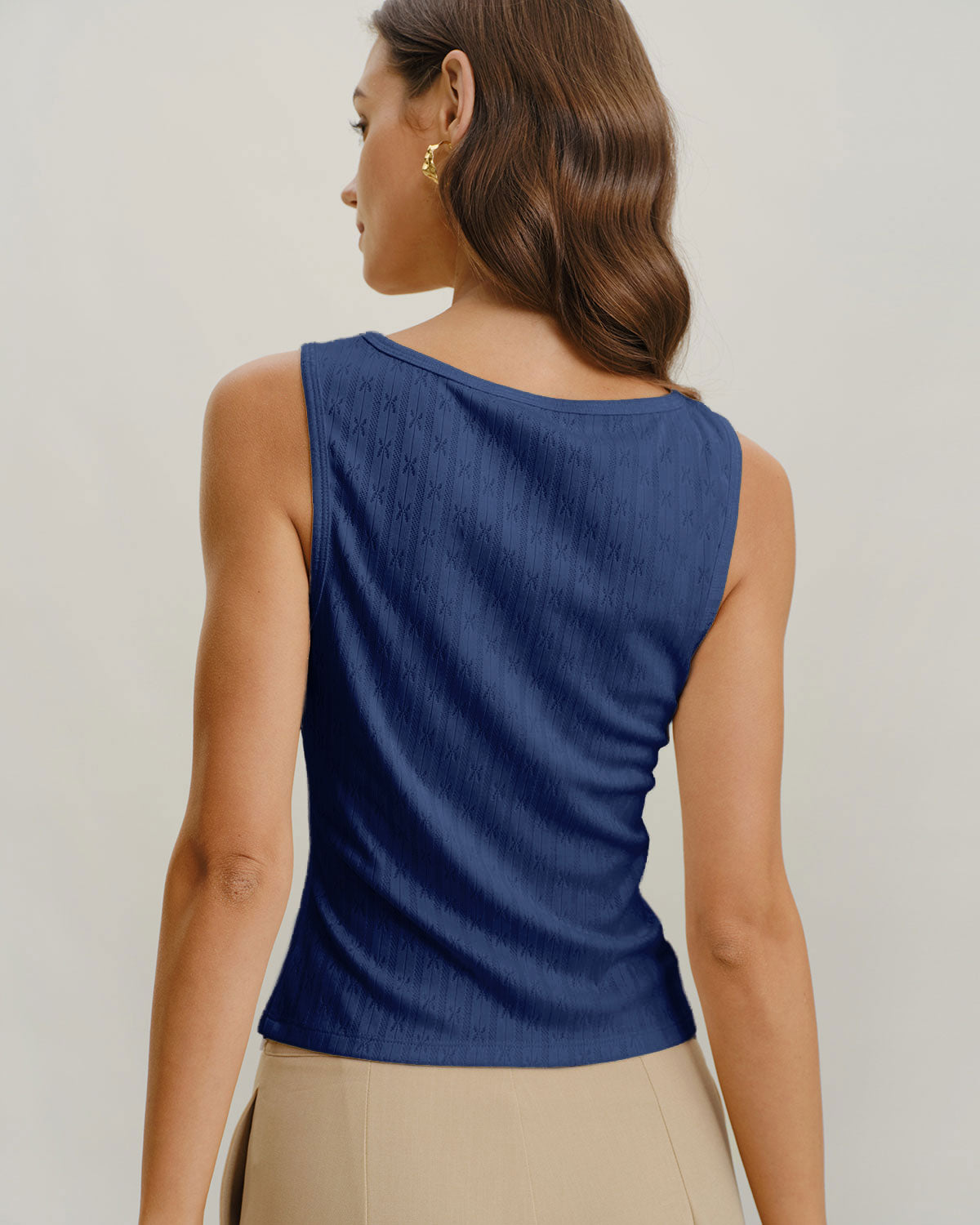 Women's Knitted Polyester Tank Tops Tops - RIHOAS
