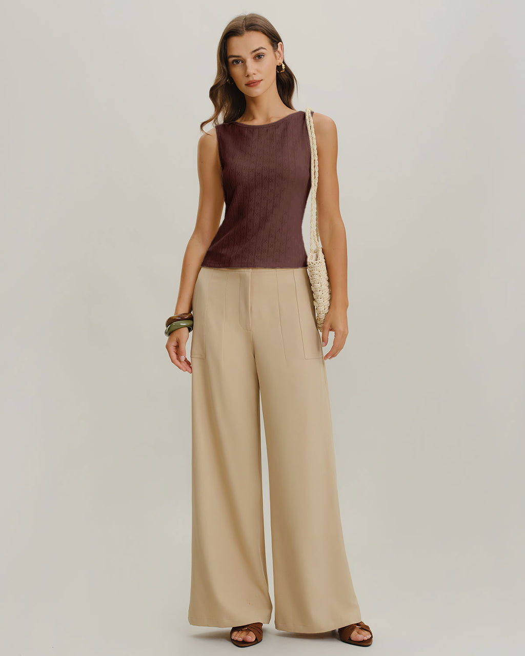 Women's Knitted Polyester Tank Tops Tops - RIHOAS
