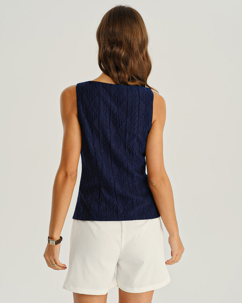 Women's Knitted Polyester Tank Tops Tops - RIHOAS