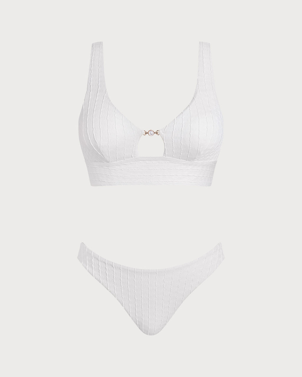 Women's Knitted Polyester Tankini Sets White Tankinis - RIHOAS