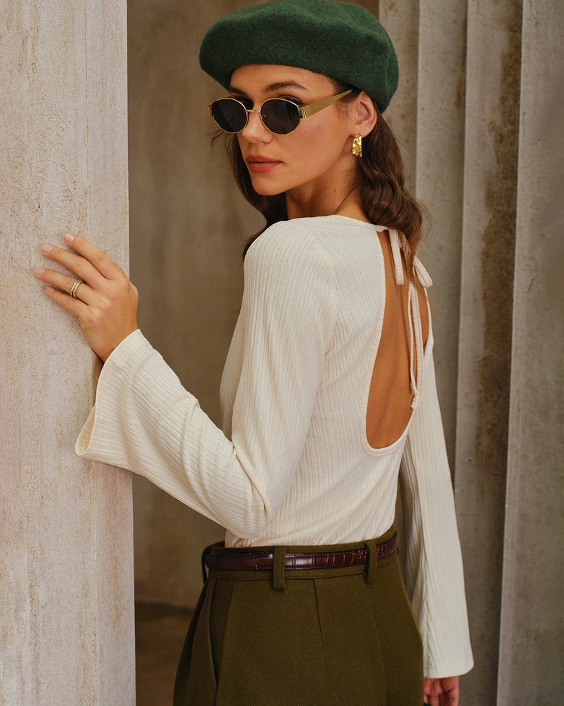 Women's Knitted Polyester Tees Apricot Tops - RIHOAS