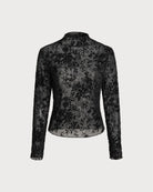 Women's Knitted Polyester Tees Black Tops - RIHOAS