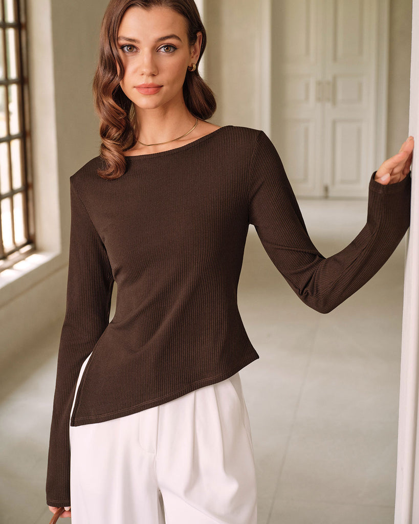 Women's Knitted Polyester Tees Tops - RIHOAS