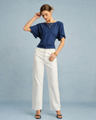 Women's Knitted Polyester Tees Tops - RIHOAS