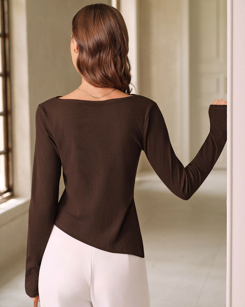 Women's Knitted Polyester Tees Tops - RIHOAS