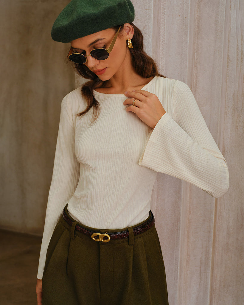 Women's Knitted Polyester Tees Tops - RIHOAS
