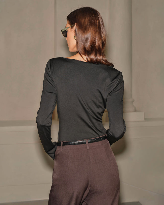 【ROSEFRANTZ】SHIRRING SLIM TEE Shirring Slim Tee [Pink] - 로제프란츠
