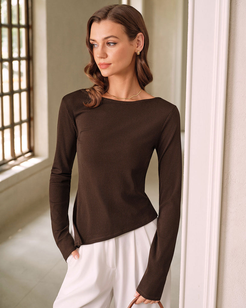 Women's Knitted Polyester Tees Tops - RIHOAS