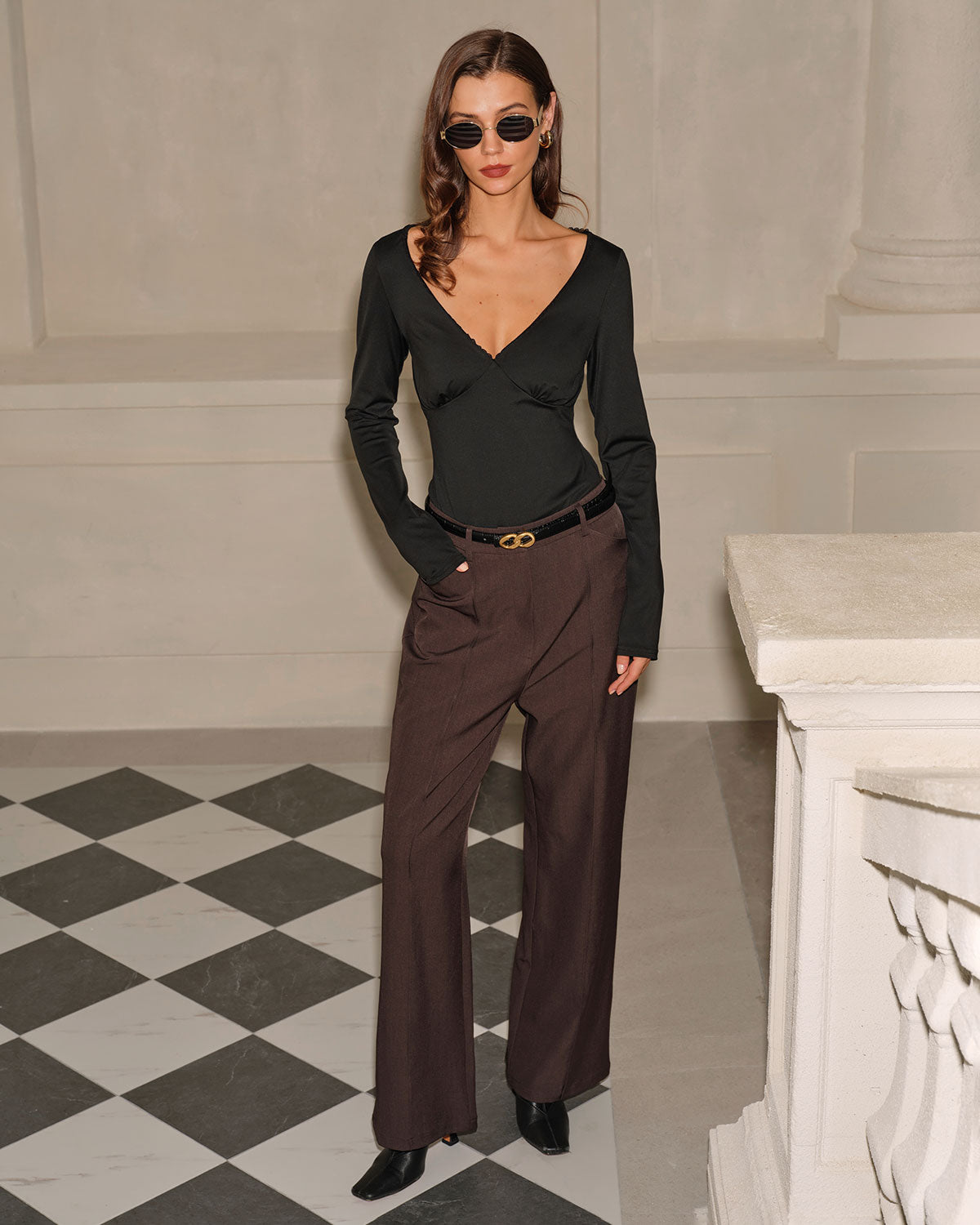 Women's Knitted Polyester Tees Tops - RIHOAS