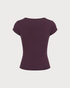 Purple V Neck Tie Lace Tee 02