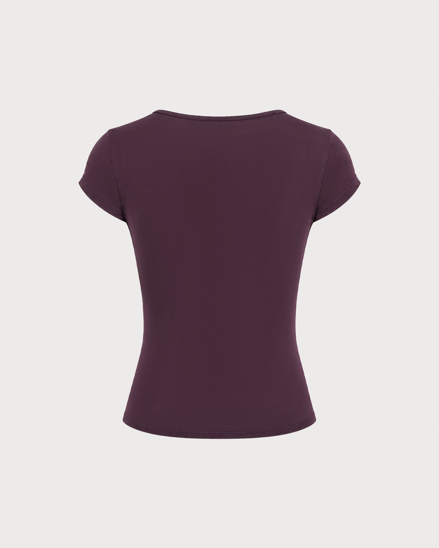 Purple V Neck Tie Lace Tee 02