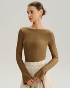 Women's Knitted Polyester Tees Tops - RIHOAS