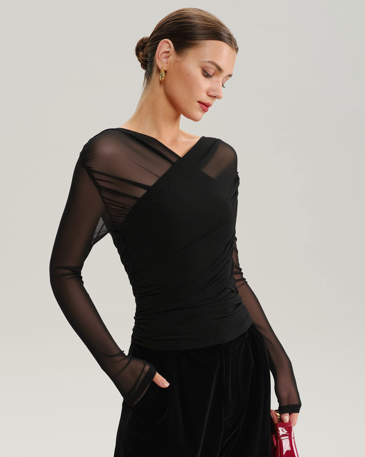 Women's Knitted Polyester Tees Tops - RIHOAS