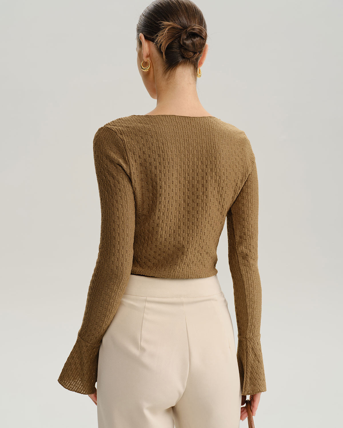 Women's Knitted Polyester Tees Tops - RIHOAS