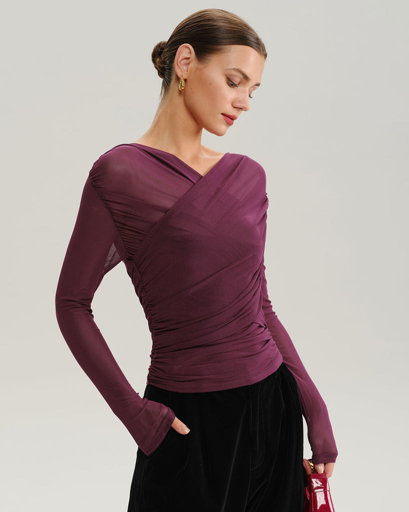 Women's Knitted Polyester Tees Tops - RIHOAS