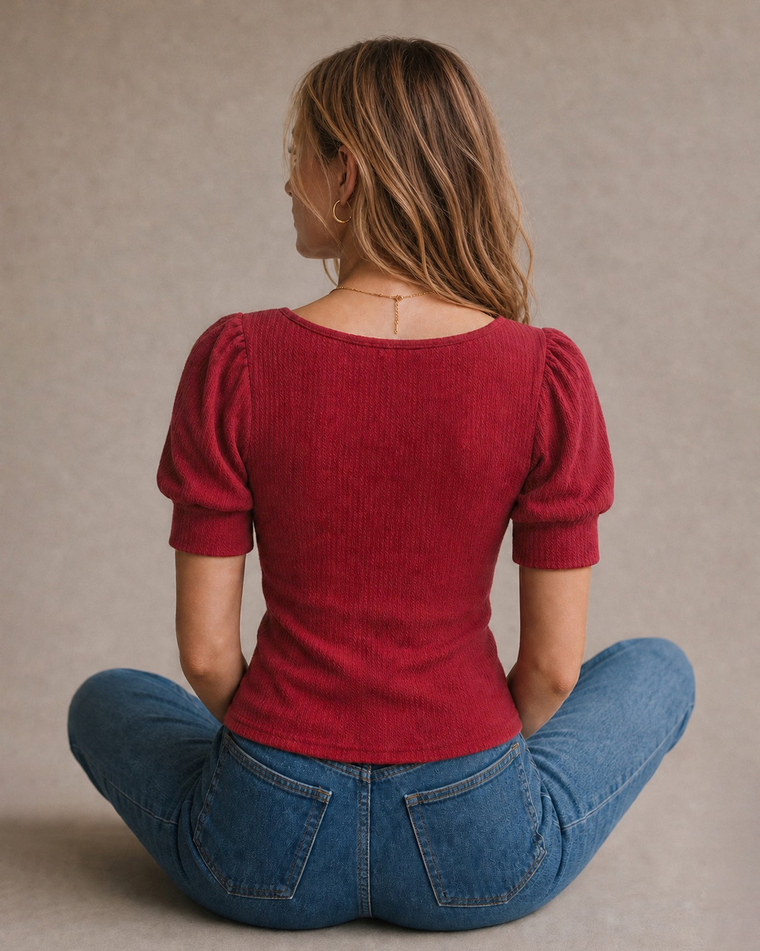 Women's Knitted Polyester Tees Tops - RIHOAS