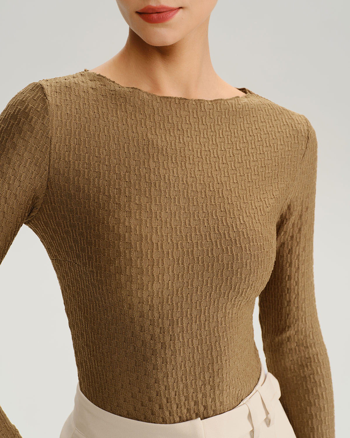 Women's Knitted Polyester Tees Tops - RIHOAS