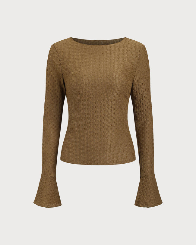 Women's Knitted Polyester Tees Tops - RIHOAS
