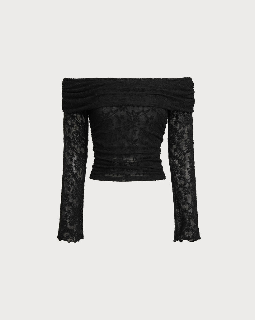 Women's Knitted Polyester Top Black Tops - RIHOAS