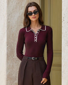 Women's Knitted Polyester Top Tops - RIHOAS