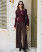 Women's Knitted Polyester Top Tops - RIHOAS