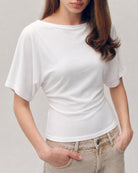 Women's Knitted Polyester Top White Tops - RIHOAS