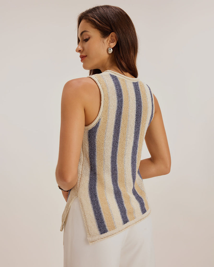 Women's knitted striped vest Tops - RIHOAS