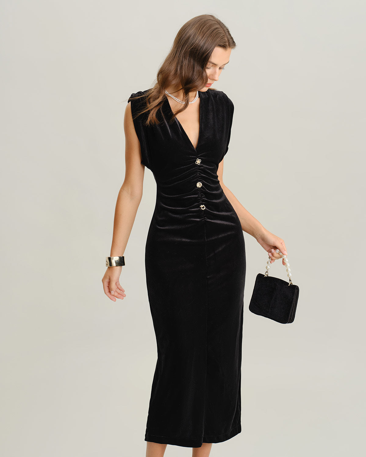Women's Knitted Velvet  Maxi Dresses Dresses - RIHOAS