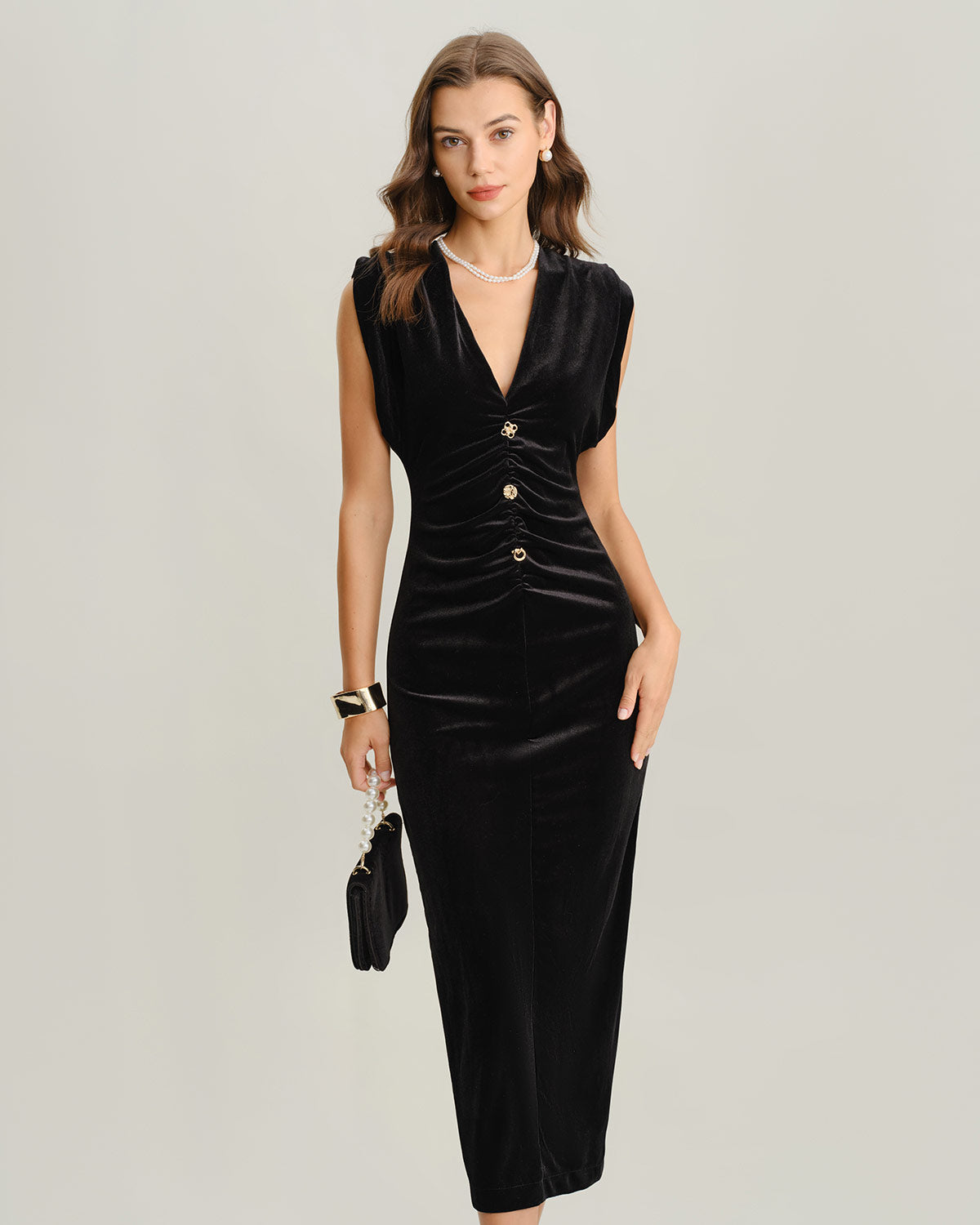 Women's Knitted Velvet  Maxi Dresses Dresses - RIHOAS