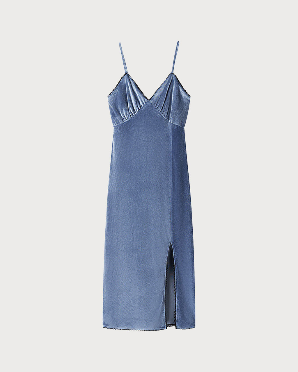 Women's Knitted Velvet Midi Dresses Blue Dresses - RIHOAS