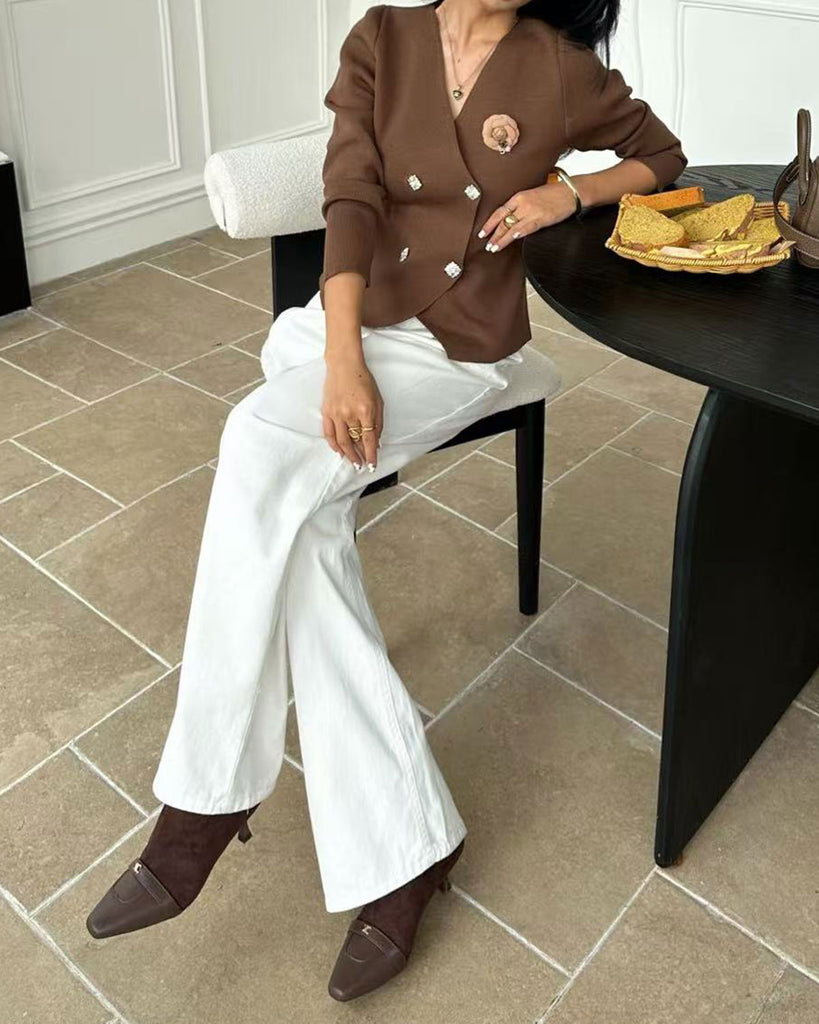 Women's Knitted Viscose Cardigan Sweater Tops - RIHOAS