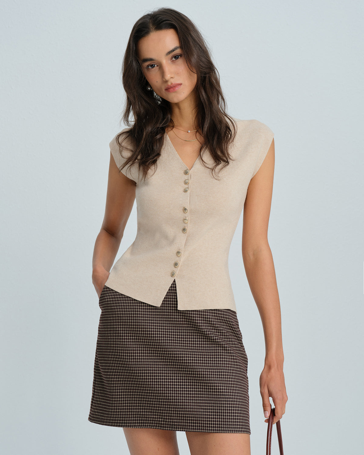 Women's Knitted Viscose Cardigans Khaki Tops - RIHOAS