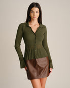 Women's Knitted Viscose Knit Cardigans Green - RIHOAS