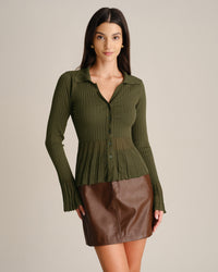 Women's Knitted Viscose Knit Cardigans Green - RIHOAS