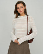 Women's Knitted Viscose Knits Beige Tops - RIHOAS