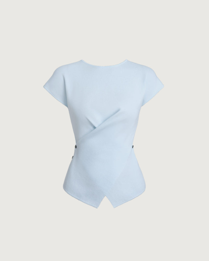 Women's Knitted Viscose Knits Blue Tops - RIHOAS
