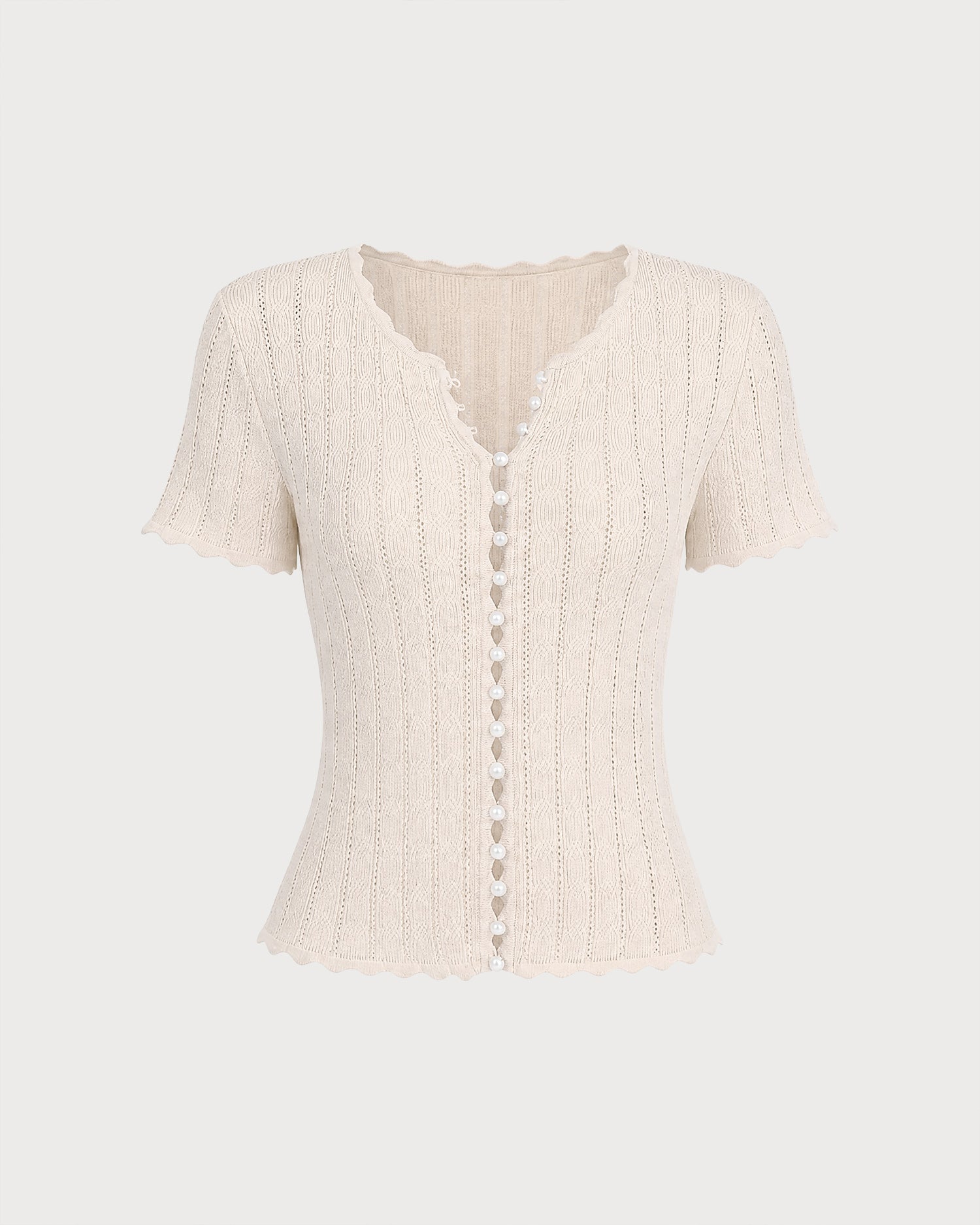 Apricot Cut Out Button Knit Sweater 06