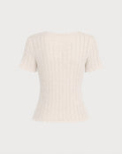 Apricot Cut Out Button Knit Sweater 07