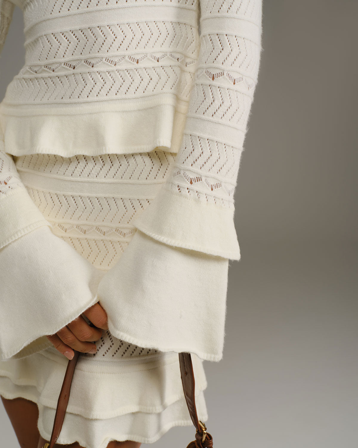 arisu【beigeのみ】bumpy wide sleeve knit Meteor Detached Sleeve Knit Dress