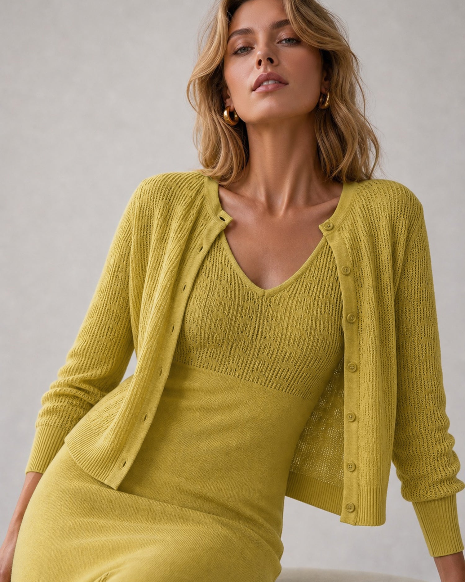 Women's Knitted Viscose Knitt Cardigans - RIHOAS - 03