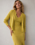 Women's Knitted Viscose Knitt Cardigans Yellow - RIHOAS