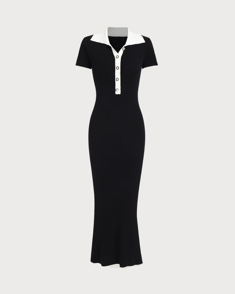Women's Knitted Viscose Maxi Dress Black Dresses - RIHOAS