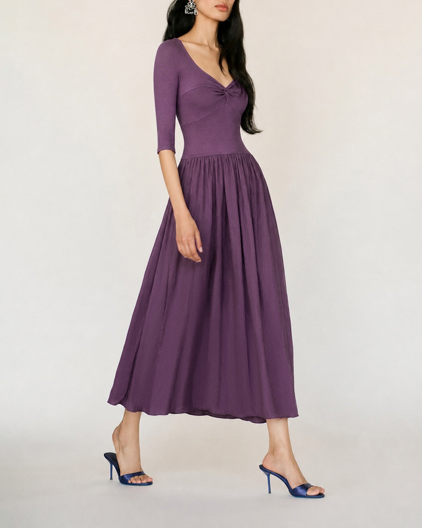 Purple V Neck Ruched A-Line Maxi Dress & Reviews - Purple - Dresses | RIHOAS Purple V Neck Ruched A-Line Maxi Dress & Reviews - Purple - Dresses | RIHOAS
