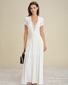 Women's Knitted Viscose Maxi Dress White Dresses - RIHOAS