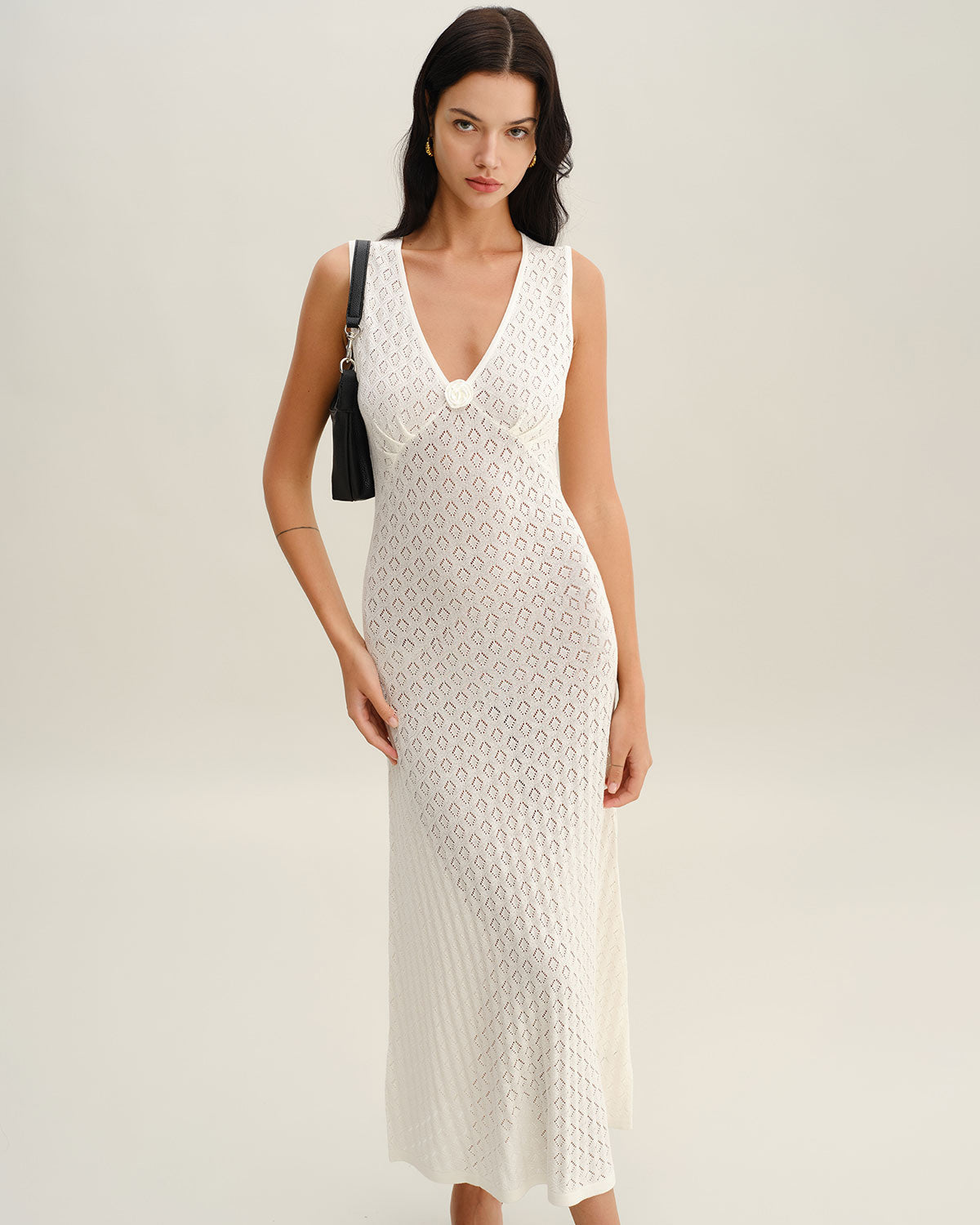 Women's Knitted Viscose Midi Dress Dresses - RIHOAS