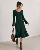 Women's Knitted Viscose Midi Dresses - RIHOAS - 02