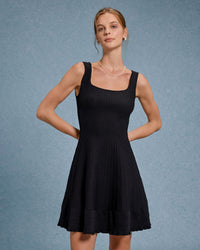 Women's Knitted Viscose Mini Dress Black Dresses - RIHOAS