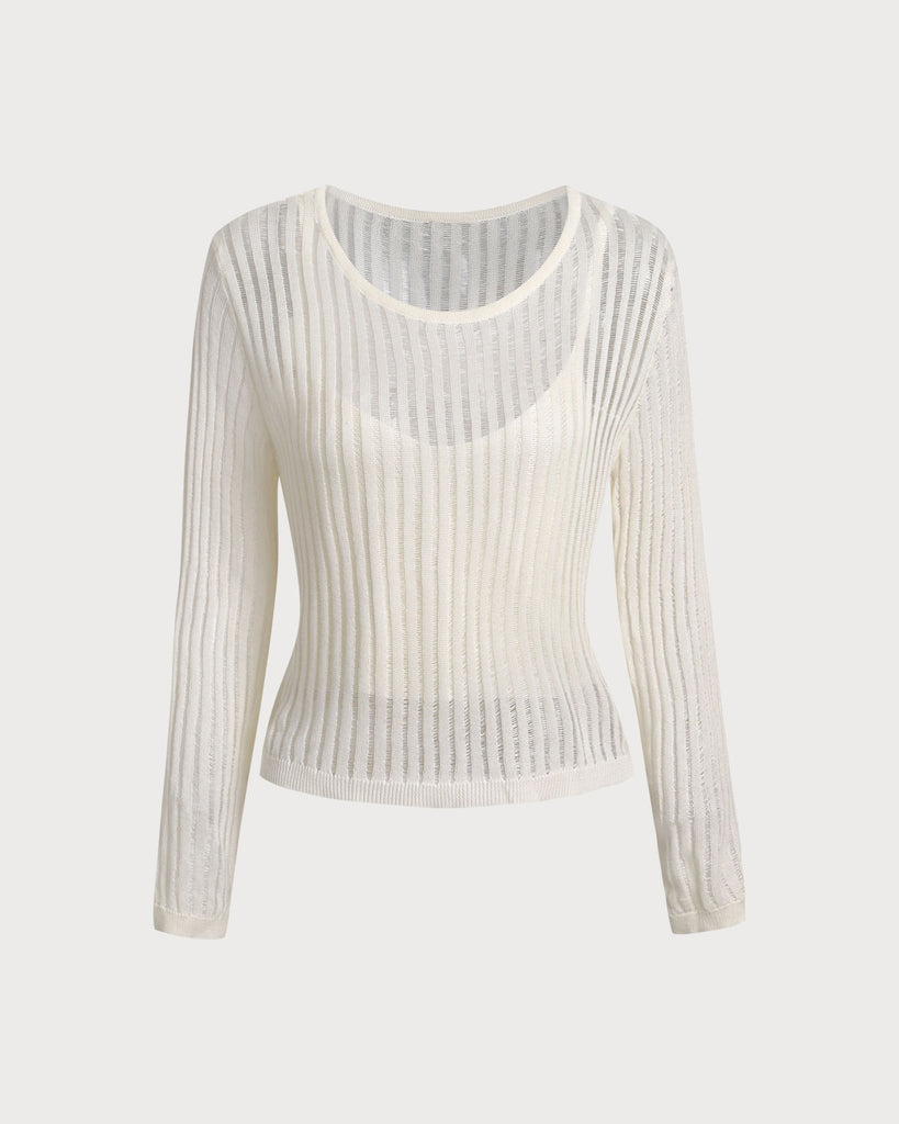 Beige Textured Pullover Two-Piece Set - RIHOAS